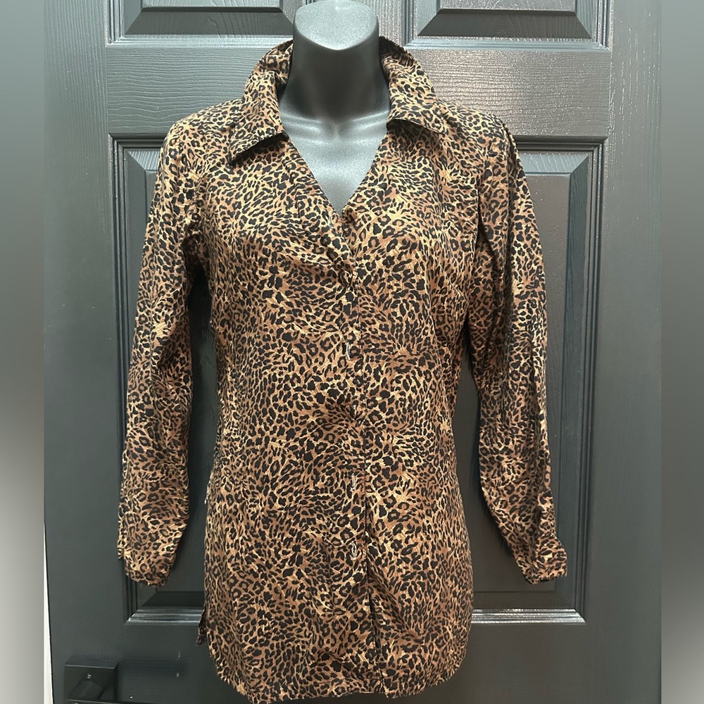 Leopard Print Button-Up Women's Top